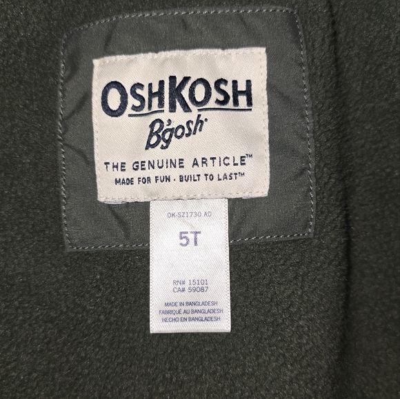 OshKosh: Girl's Midweight, Hooded, Zip-up Jacket w/ Warm Fleece Lining, Size: 5 - Picture 11 of 16